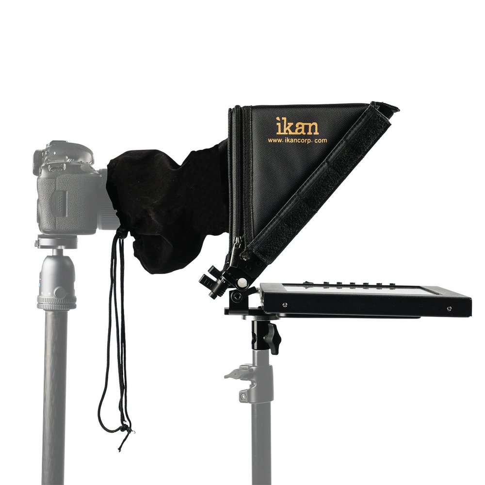Ikan 12-inch Portable Teleprompter Kit for Light Stands, Adjustable Glass Frame, Easy to Assemble, Extreme Clarity (PT1200-LS) - Black