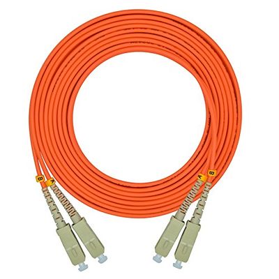 Jeirdus 100 Meters 328ft SC to SC Duplex 62.5/125 OM1 Multimode Fiber Optic Cable Jumper Optical Patch Cord SC-SC