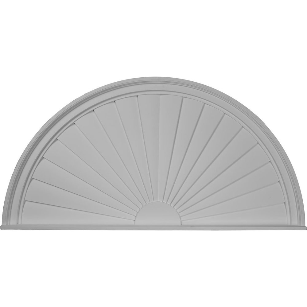 Ekena Millwork PED48X24X02SB Half Round Sunburst Pediment, 48"W x 24"H x 2"P