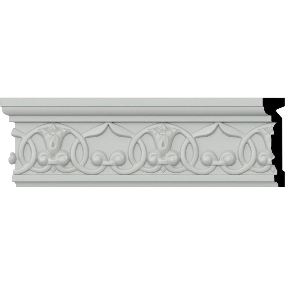 Endurathane Versailles Flower Blossom Chair Rail, 4"H x 1"P x 94 1/2"L (4 3/4"Repeat), Factory Primed