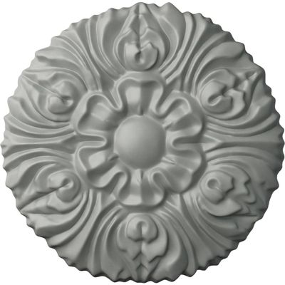 Ekena Millwork ROS03X03FL Floral Round Rosette, 3 7/8"OD x 1/2"P, Primed
