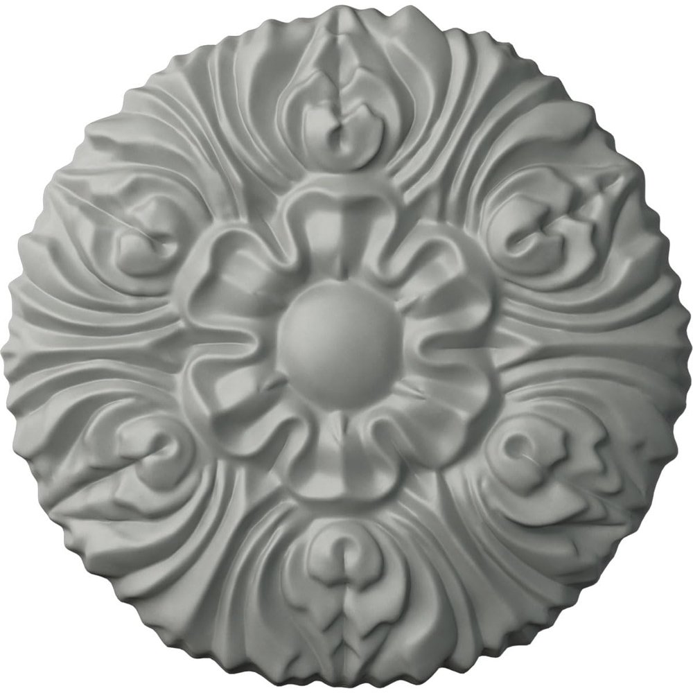 Ekena Millwork ROS03X03FL Floral Round Rosette, 3 7/8"OD x 1/2"P, Primed