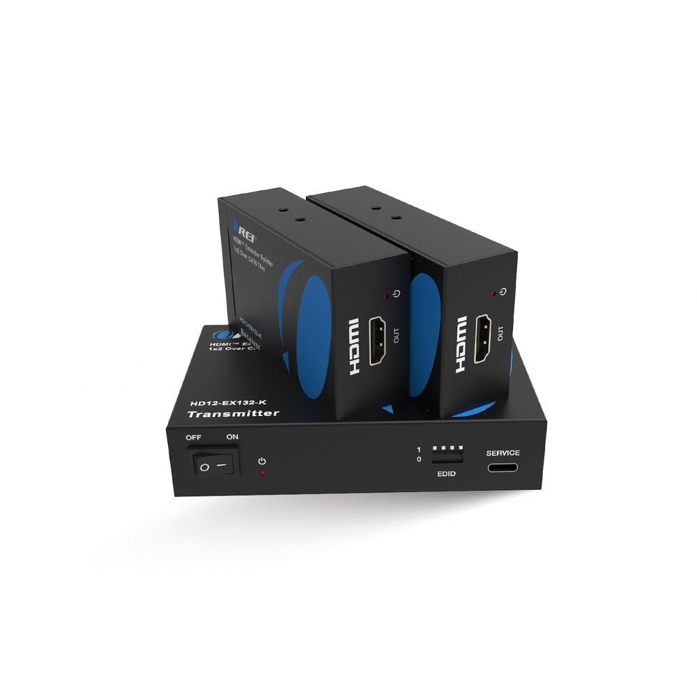 OREI 1x2 HDMI Extender Splitter Over Single Cable CAT6/7 1080P EDID Management - Up to 132 Ft - Loop Out - Low Latency