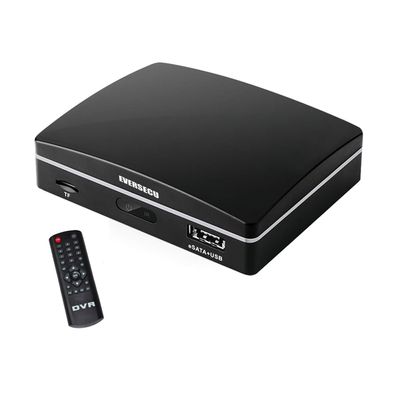 Eversecu 4ch Mini CCTV Video Recorder, Hybrid DVR/NVR Support 1080P AHD/HD-TVI/HD-CVI/CVBS and IP Cameras, Support E-Sata HDD/SD Card for Recording, with Remote View App and PC Software