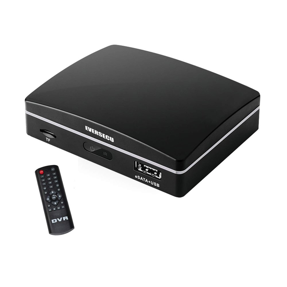 Eversecu 4ch Mini CCTV Video Recorder, Hybrid DVR/NVR Support 1080P AHD/HD-TVI/HD-CVI/CVBS and IP Cameras, Support E-Sata HDD/SD Card for Recording, with Remote View App and PC Software