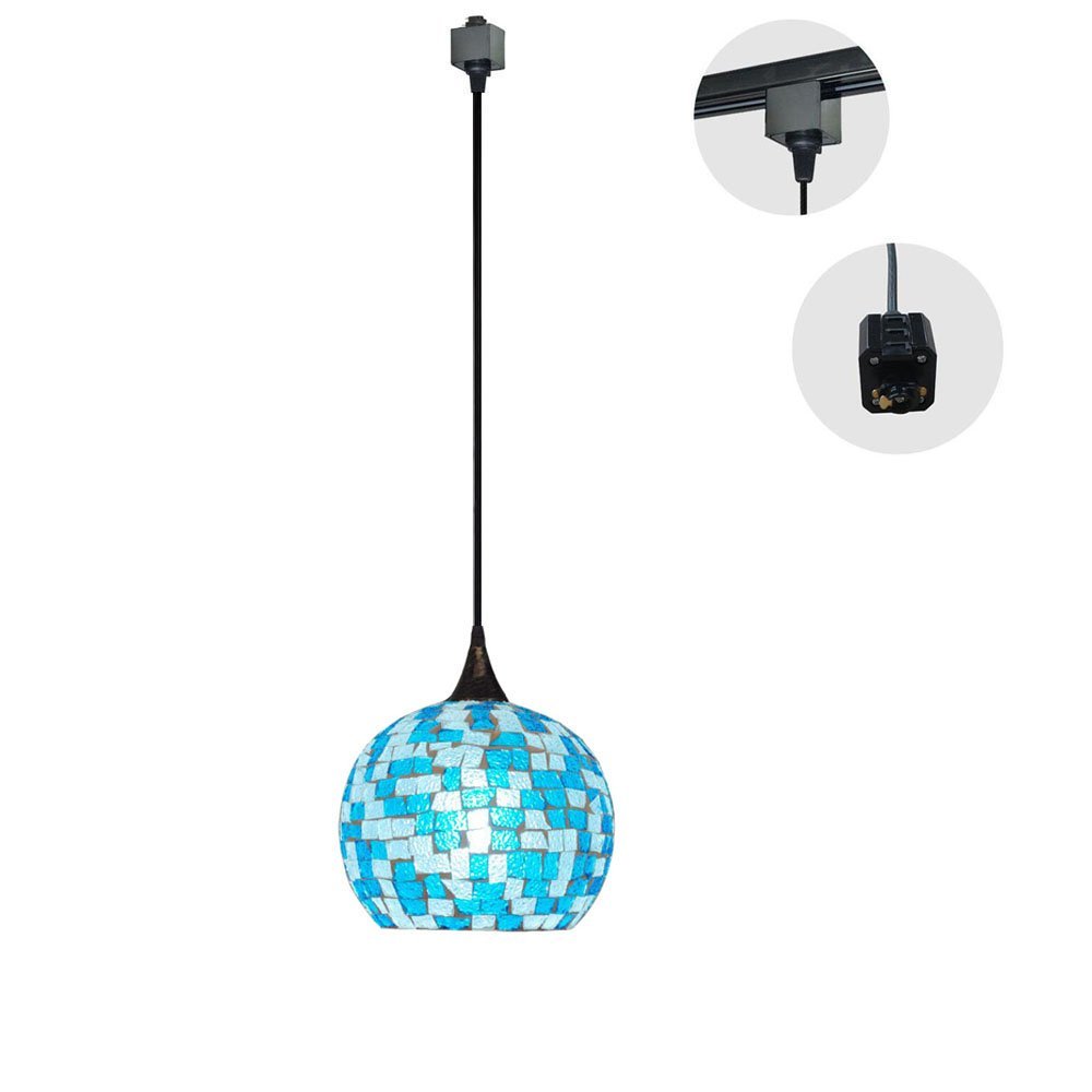 Kiven H-Type Track Lighting Fixture Mediterranean Style Ceiling Pendant Fixture, 1-Light (Blue)