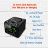 HANNLOMAX HX-300CD Top Loading CD Player, PLL FM Radio, Digital Clock, Dual Alarm, 1.2" Green LED Display, Dual USB Ports for 1A and 2.1A Charging, Aux-in, AC/DC Adapter Included (Black) view 2