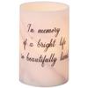 Beautifully Lived Memorial White Marble Tone 4 x 6 Wax LED Flameless Candle view 1