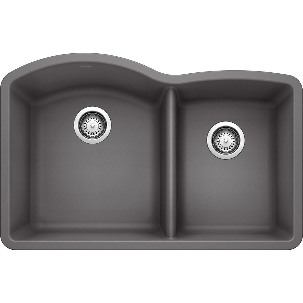 BLANCO, Cinder 441469 DIAMOND SILGRANIT 60/40 Double Bowl Undermount Kitchen Sink, 32" X 21"