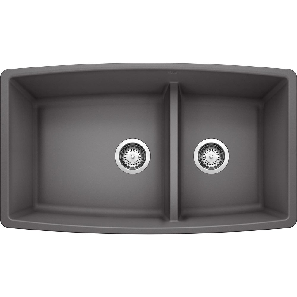 Blanco 441474 Performa SILGRANIT 33" Double Bowl Undermount Low Divide, Cinder Kitchen Sink, 10.00 x 19.00 x 33.00 inches,
