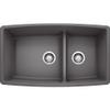 Blanco 441474 Performa SILGRANIT 33" Double Bowl Undermount Low Divide, Cinder Kitchen Sink, 10.00 x 19.00 x 33.00 inches, view 1