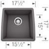 BLANCO, Cinder 441475 PERFORMA SILGRANIT Undermount Bar Sink, 17.5" X 17" view 2