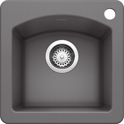 BLANCO Diamond SILGRANIT 15-Inch Dual Mount Bar Sink, Cinder