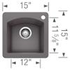 BLANCO Diamond SILGRANIT 15-Inch Dual Mount Bar Sink, Cinder view 3