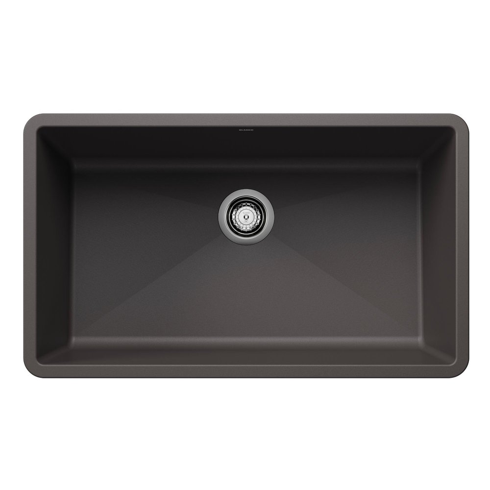 BLANCO, Cinder 441478 PRECIS SILGRANIT Super Single Undermount Kitchen Sink, 32" X 19"