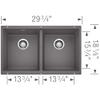 BLANCO 519050 Precis SILGRANIT Double Bowl Undermount Kitchen Sink, 29" L X 18" W, Cinder view 2