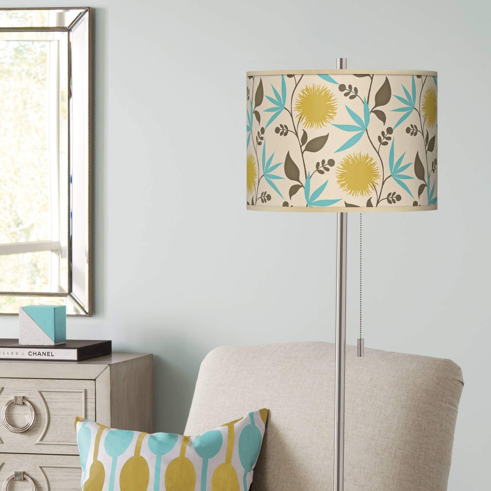 Thomas Paul Dahlia Brushed Nickel Pull Chain 62" Tall Floor Lamp Modern