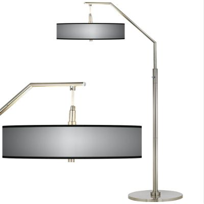 All Silver Giclee Shade Arc 71 1/2" Tall Floor Lamp