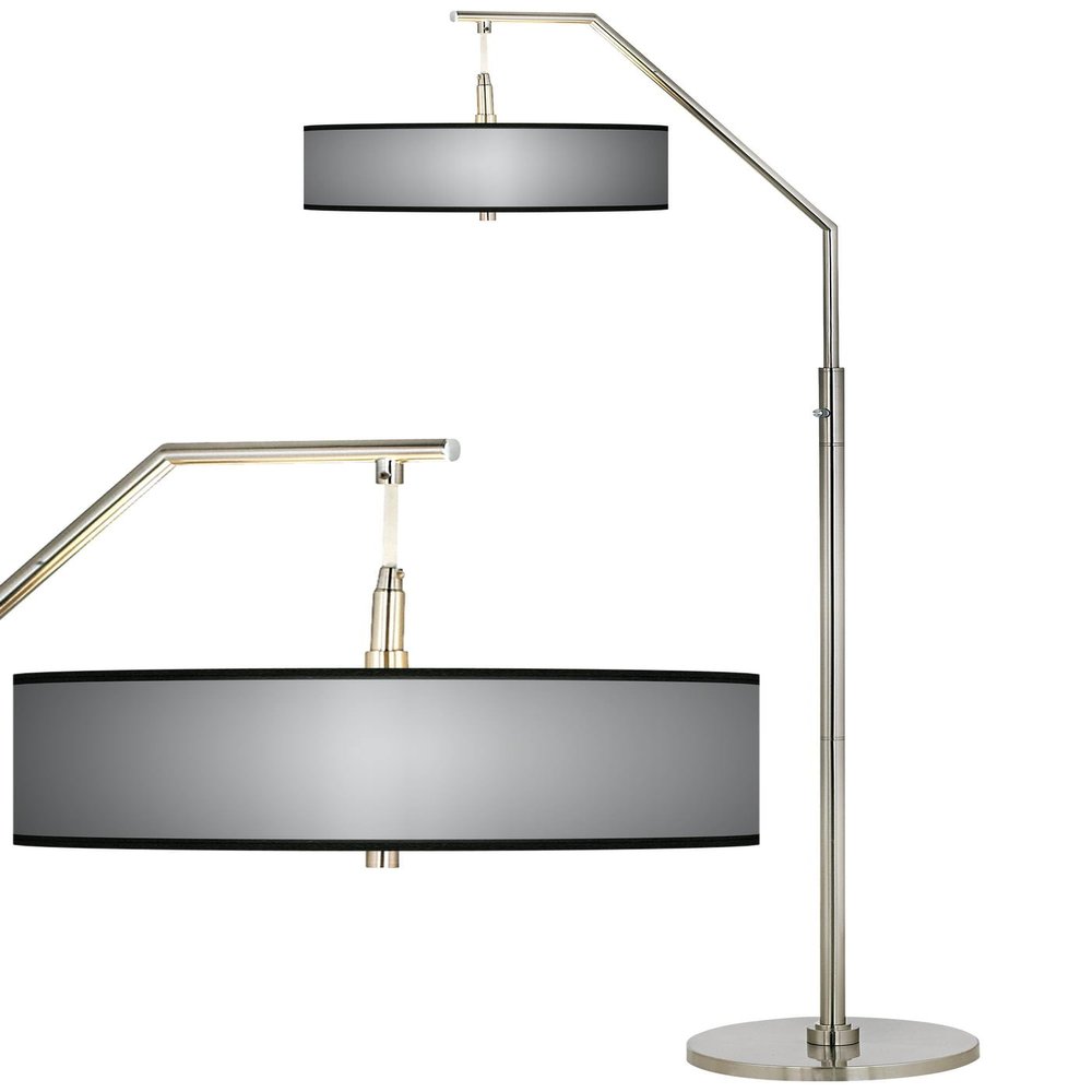 All Silver Giclee Shade Arc 71 1/2" Tall Floor Lamp