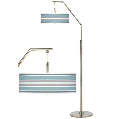 Multi Color Stripes Giclee Shade Arc 71 1/2" Tall Floor Lamp Living Room