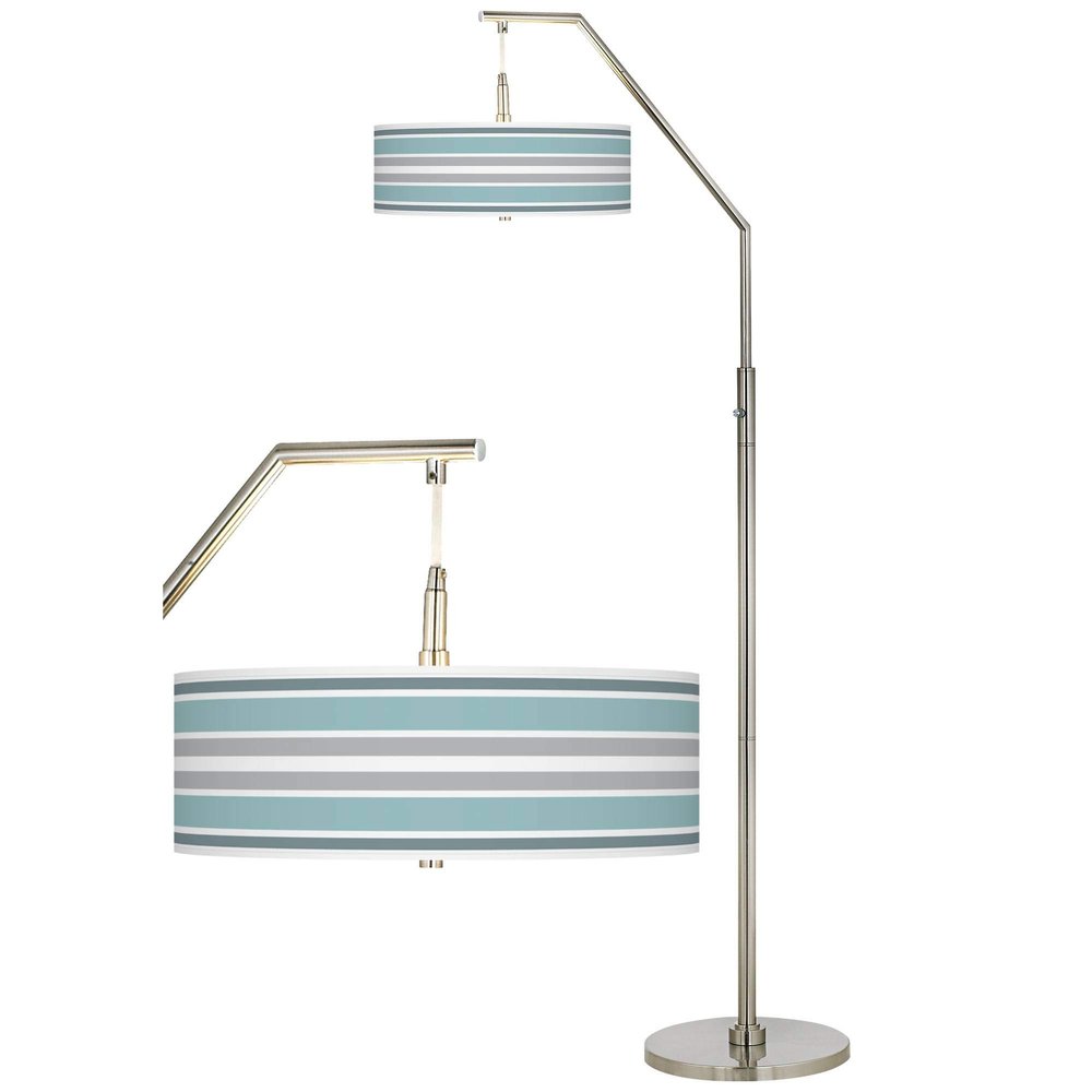 Multi Color Stripes Giclee Shade Arc 71 1/2" Tall Floor Lamp Living Room