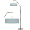 Multi Color Stripes Giclee Shade Arc 71 1/2" Tall Floor Lamp Living Room view 1