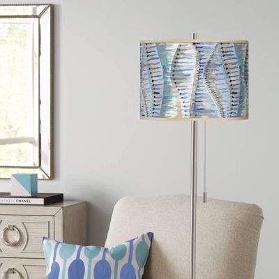 Giclee Glow 62" Tall Siren Shade Brushed Nickel Pull Chain Floor Lamp