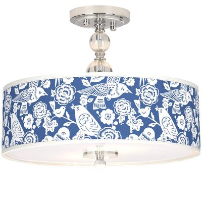 Aviary Shade 16" Wide Crystal Accent Flush Mount Ceiling Light Fixture