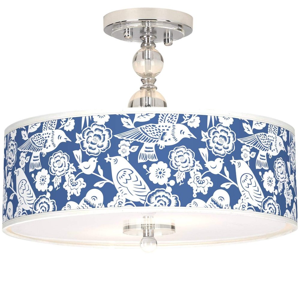 Aviary Shade 16" Wide Crystal Accent Flush Mount Ceiling Light Fixture