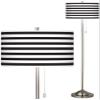 Giclee Glow Black Stripe Print Shade Brushed Nickel Pull Chain Floor Lamp view 2