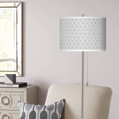 Giclee Glow 62" Tall Diamonds Shade Brushed Nickel Pull Chain Floor Lamp