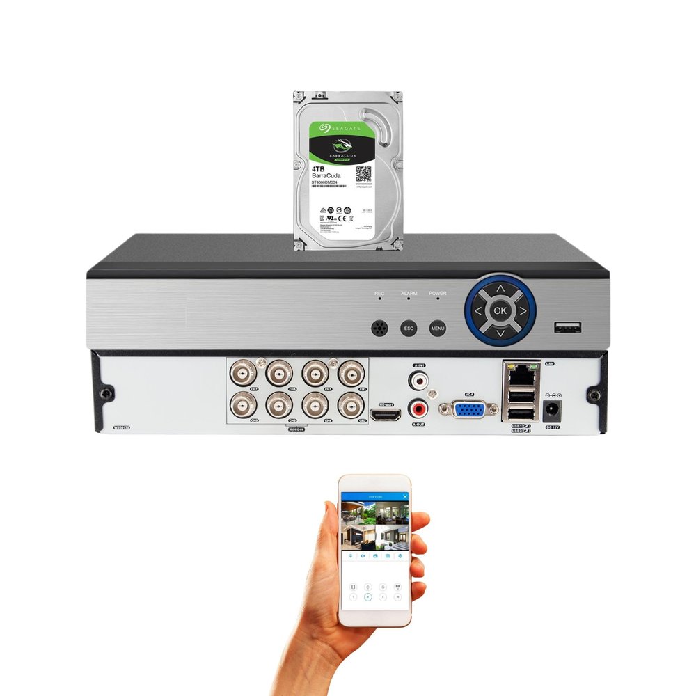 Evertech 8 Channels High Definition DVR 4in1 AHD TVI CVI Analog Real Time Recoding Cloud Option DVR for Security Surveillance 4TB HDD