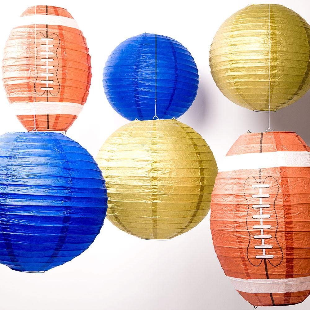 Quasimoon PaperLanternStore.com St. Louis Pro Football Paper Lanterns 6pc Combo Tailgating Party Pack (Dark Blue/Gold)