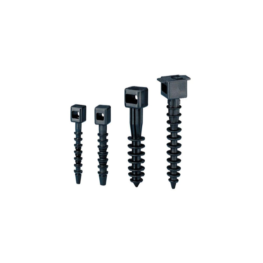 Panduit MPMS19-C0 Pan-Ty Masonry Push Mount, Weather Resistant Nylon 6.6, Indoors/Outdoors Environment, Fir Tree Hole Mount, Black, 0.19" Hole Diameter, 0.25" Height, 0.97" Grip Length (Pack of 100)