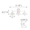 Design House 579656 Kimball Industrial Farmhouse 3-Light Indoor Bathroom Vanity Light with Metal Shades for Over the Mirror, Antique White view 2