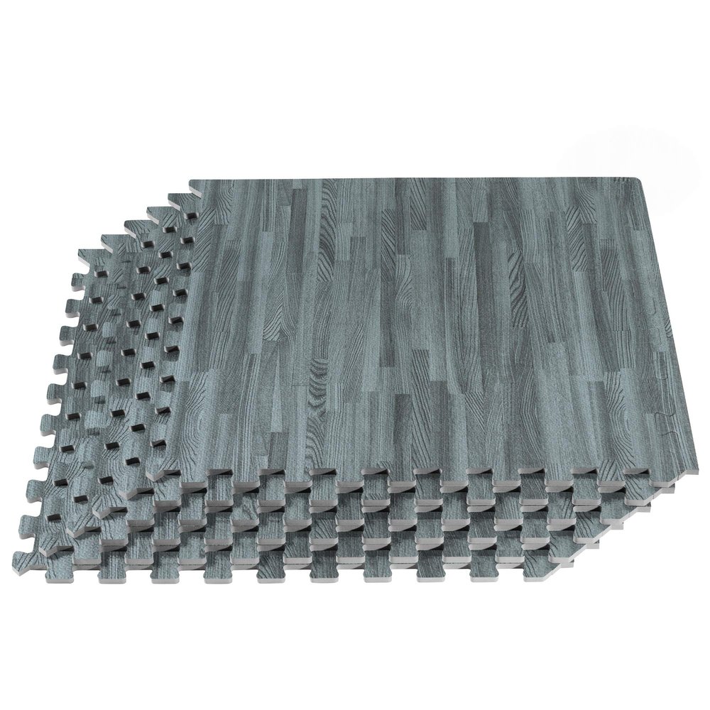 We Sell Mats Wood Grain Foam Floor Tiles - 3/8" Thick Slate 6-Pack