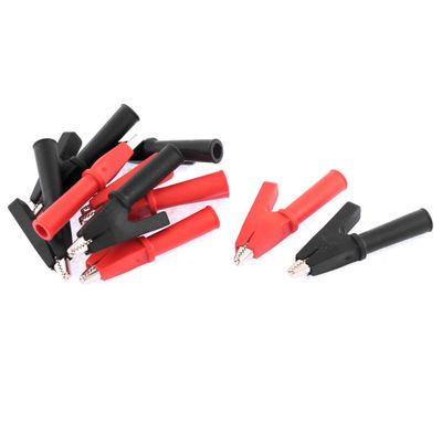 Aexit 10 Pcs Electrical Testing Insulative Test Work Crocodile Alligator Clips Voltage Testers for Multimeter