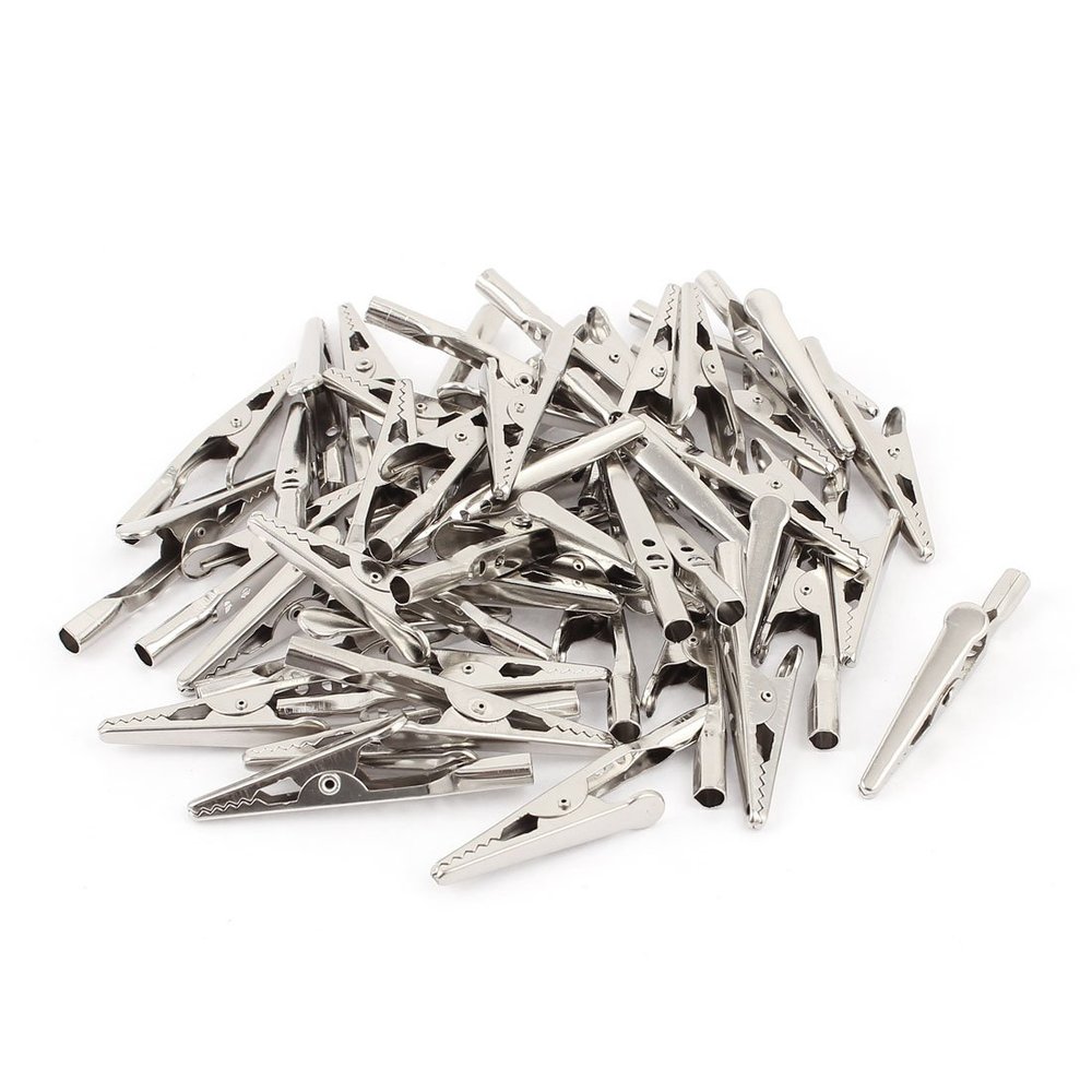 Aexit 45 Pcs Electrical Testing Non-Insulated Test Crocodile Alligator Clips Voltage Testers Clamps Clamp