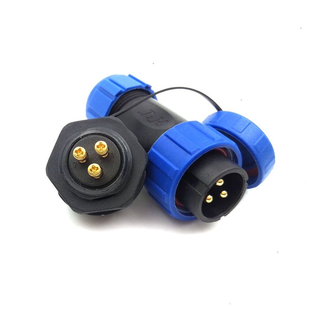 SP21 IP67 2PIN 3PIN 4PIN 5PIN Waterproof Connector, Screw Press Connect Plug Aviation Connector 30A 500V Industrial Connector Adapter (3 PIN)