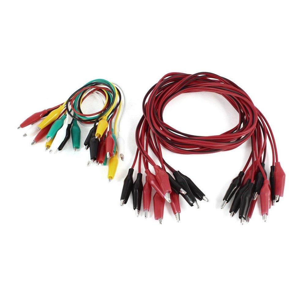 Aexit 15 Pcs Electrical Testing Single/Dual Double-Ended Wire Testing Work Alligator Clips Voltage Testers Jumper Set
