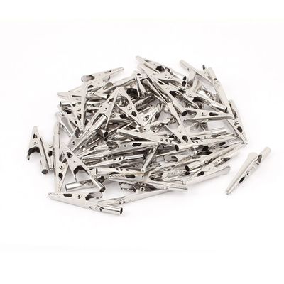 Aexit 65 Pcs Electrical Testing Electric Test Crocodile Alligator Clips Clamps Voltage Testers Silver Tone