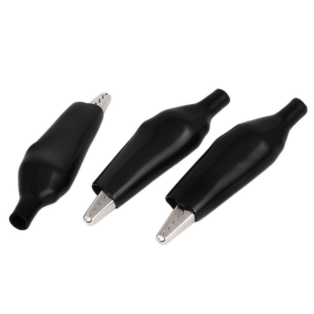 Aexit 3 Pcs Electrical Testing 55mm Alligator Testing Clips for Electrical Jumper Voltage Testers Wire Cable