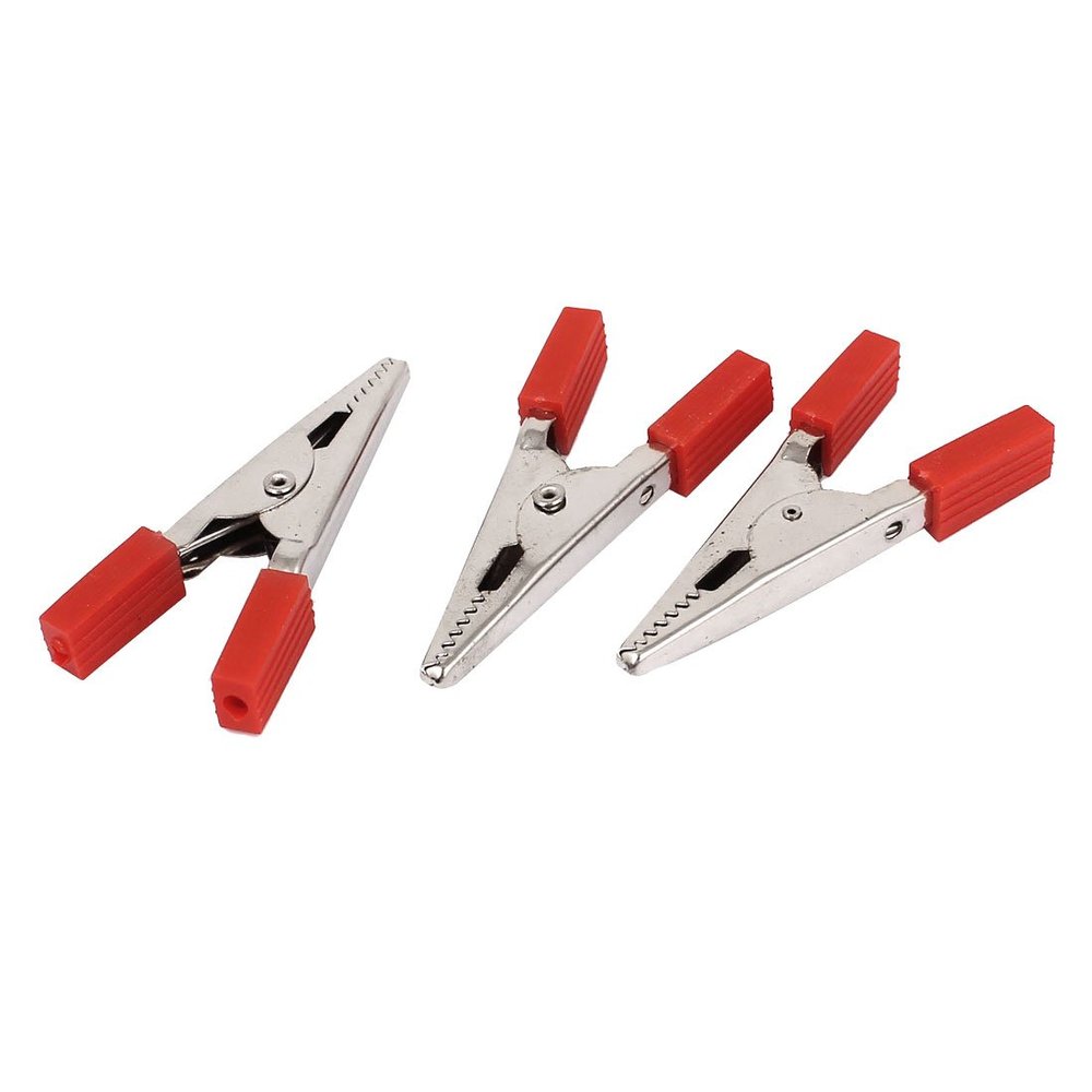 Aexit Crocodile Alligator Electrical Testing Clips Test Cable Clamps Red 50mm Long Voltage Testers 3 Pcs