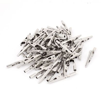 Aexit Metal Electric Electrical Testing Non-Insulated Alligator Clips Clamps Silver Tone Voltage Testers 56 Pcs