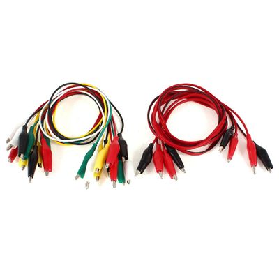 Aexit 12 Pcs Electrical Testing Single/Dual Double-Ended Wire Testing Work Alligator Voltage Testers Clips Jumper