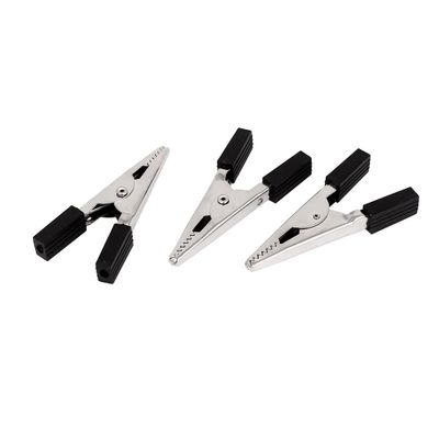 Aexit Crocodile Alligator Electrical Testing Clips Test Work Clamps Black 50mm Long Voltage Testers 3 Pcs