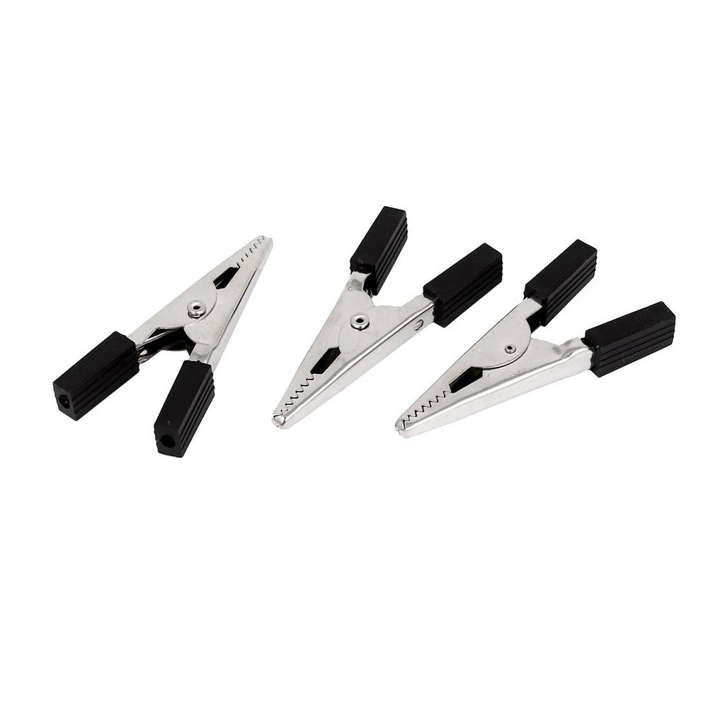 Aexit Crocodile Alligator Electrical Testing Clips Test Work Clamps Black 50mm Long Voltage Testers 3 Pcs