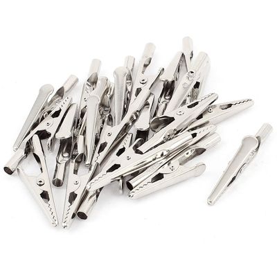 Aexit Metal Electric Electrical Testing Uninsulated Alligator Clips Clamps Silver Tone Voltage Testers 23 Pcs
