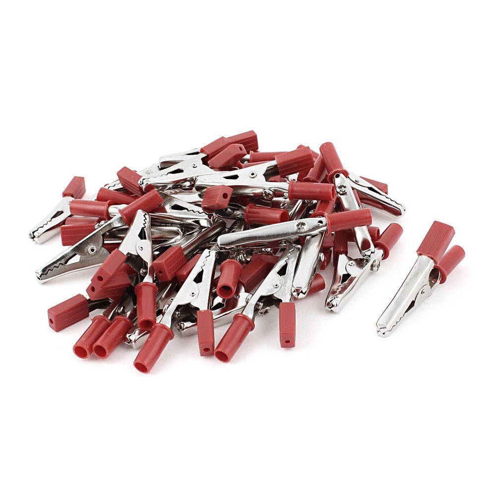 Aexit 36pcs Insulated Electrical Testing Cover Test Probe Alligator Clip Clamp Voltage Testers 55mm Red