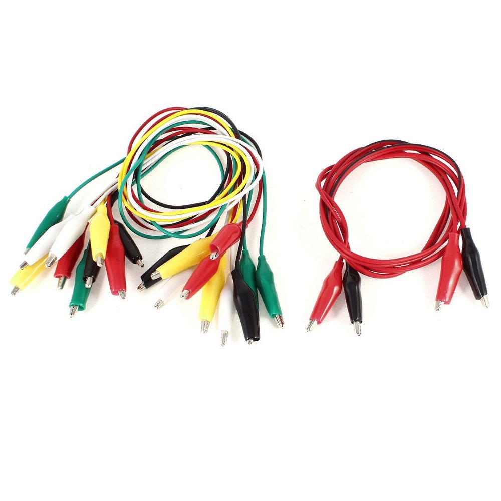 Aexit 11 Pcs Electrical Testing Single/Dual Double-Ended Wire Testing Work Alligator Clips Voltage Testers Jumper Set